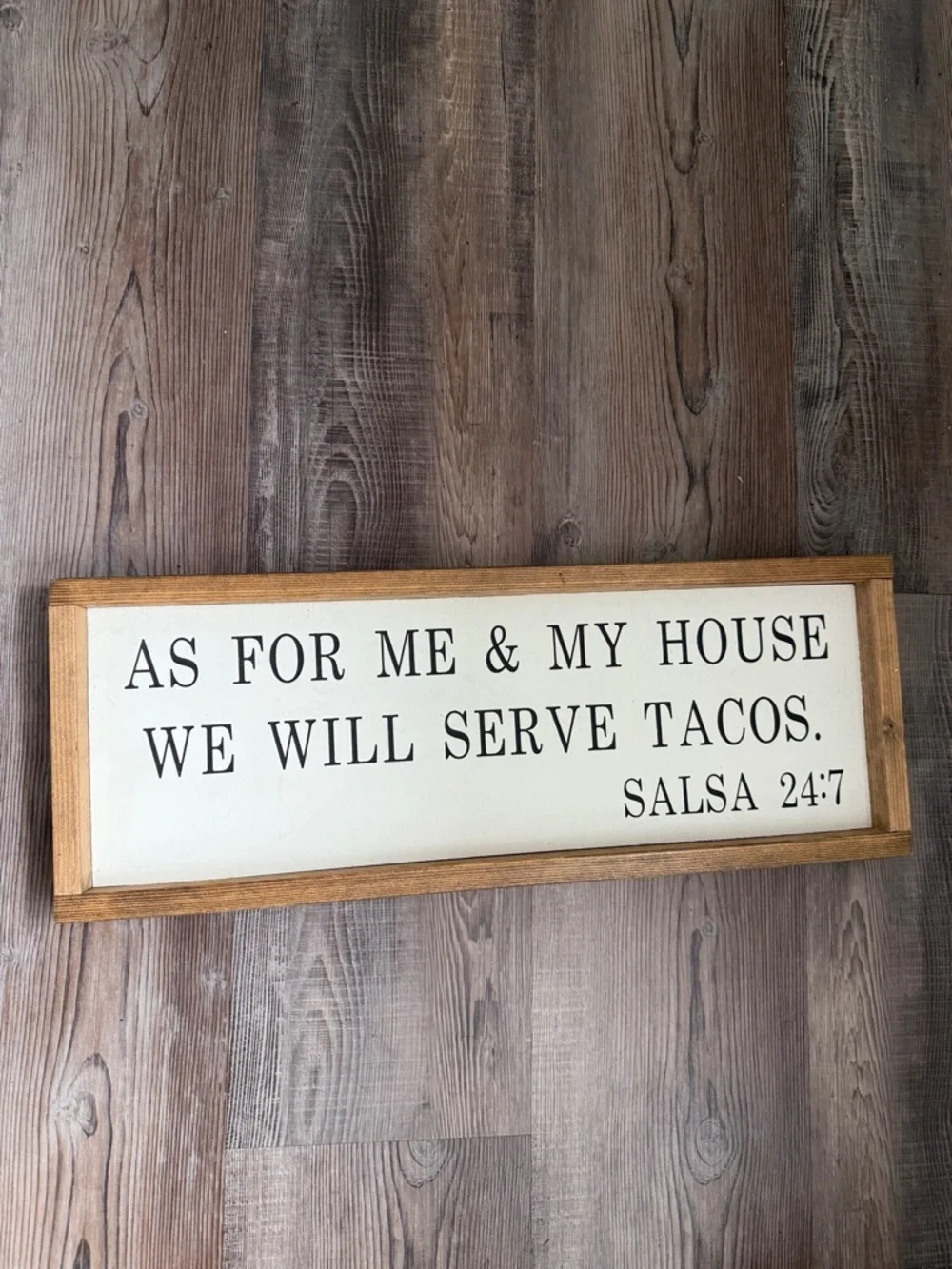 We Will Serve Tacos Framed Wall Sign - Cream & Brown